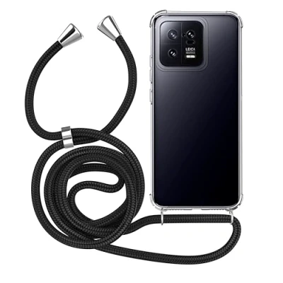 Abbildung von MyGadget Handykette für Xiaomi 13 5G Hülle mit Band Handyhülle Handyband zum Umhängen Kordel Schnur Case Schutzhülle Schwarz