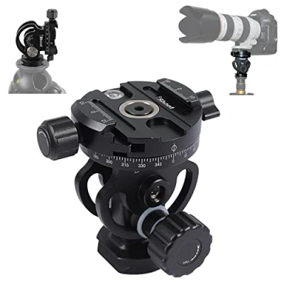 Abbildung von iShoot Metall 2D Panorama Kopf Schwenkklemme, kompatibel mit 39 mm Arca Swiss Fit Kamera Schnellwechselplatte, Stativ, Kugelkopf, 90 ,+ verstellbar Traglast: 6 kg