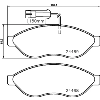 Abbildung von HELLA 8DB 355 020 661 Bremsbelagsatz mit integriertem Verschleißwarnkontakt Bremssattelschrauben Zubehör FIAT: Ducato III Kastenwagen