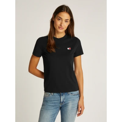 Abbildung von Tommy Jeans Badge TEE Tshirt basic, Damen, Größe: 34, Black