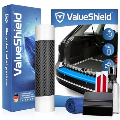 Abbildung von ValueShield Ladekantenschutz passend für BMW X3 G01 2017 2025 (5 Türer, Kompakt SUV): Hochleistungsfolie, Lackschutzfolie &amp; Kratzschutz Kofferraum, Stoßstange, Schweller Carbon+Rot