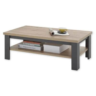 Abbildung von Stella Trading Venezia Couchtisch in Artisan Eiche Optik, Anthrazit Moderner Sofatisch für Ihr Wohnzimmer 115 x 40 65 cm (B/H/T)