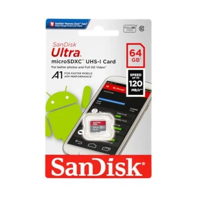 Abbildung von SanDisk 64GB Ultra® microSDXC 120MB/s A1 Class 10 UHS I