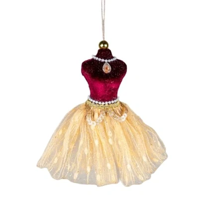 Abbildung von Burgunderrot und Gold Ballerina Kostüm Figur 15 cm Weihnachtsbaum hängende Dekorationen Festliche dekorative Ornamente Märchen Thema Anhänger