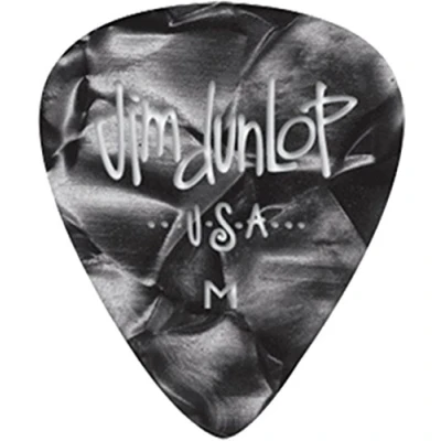 Abbildung von JIM DUNLOP Plektrum Genuine Celluloid Classic, 12 Stück, Perlschwarz, Flexibel