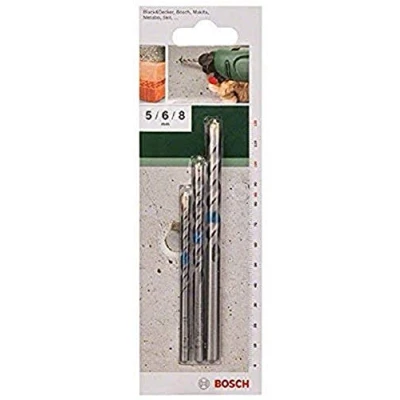Abbildung von Bosch Accessories 2609255416 Hartmetall Beton Spiralbohrer Set 3 teilig 5 mm, 6 8 mm Zylinderschaf