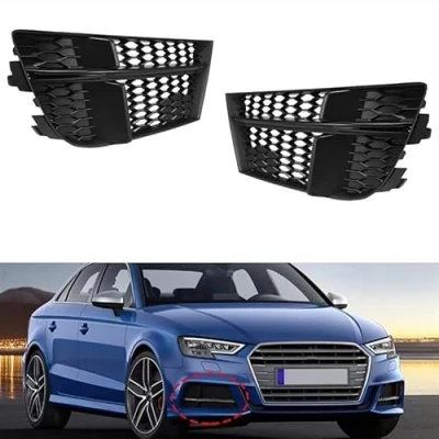 Abbildung von Nebelscheinwerfer Gitter für Audi A3 S Line S3 2017 2018 2019 2020,Auto Front Nebel Licht Lampe Abdeckung Trim