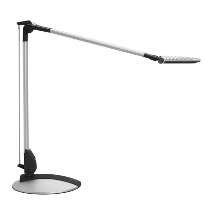 Abbildung von Maul Schreibtischleuchte MAULoptimus Schreibtischlampe aus Aluminium mit Standfuß Farbtemperatur stufenlos einstellbar Moderne, drehbare Lampe für Büro und Schreibtisch Silber