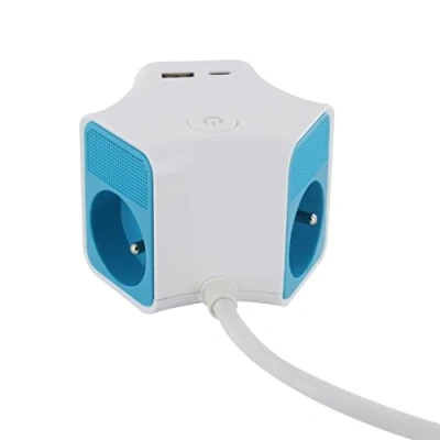 Abbildung von Chacon Steckdosenwürfel, 1,5 m, mit 3 Steckdosen 16 A, 1 USB C und Schalter
