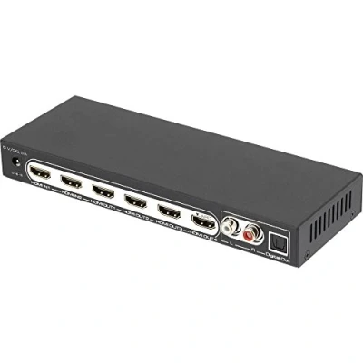 Abbildung von SpeaKa Professional 4 Port HDMI Splitter mit Audio Ports, Fernbedienung 3840 x 2160 Pixel Schwarz