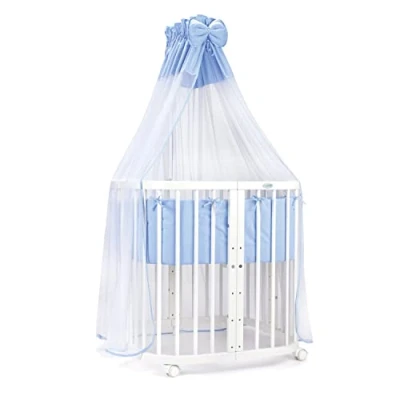 Abbildung von Waldin Beistellbett mobiles Babybett aus Holz 7in1 mit Matratze, mitwachsend
