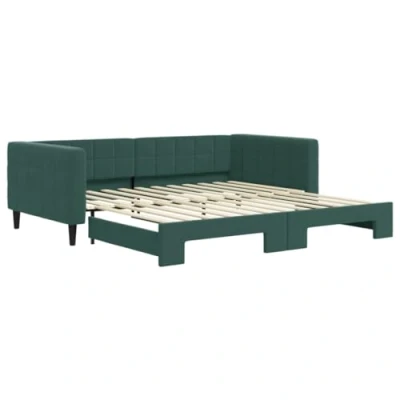 Abbildung von vidaXL Tagesbett, Sofabett Ausziehbar, Gästebett Schlafsofa für Schlafzimmer Wohnzimmer, Ausziehbett Sofa Bettsofa, Modernes Design, Dunkelgrün 100x200cm Samt