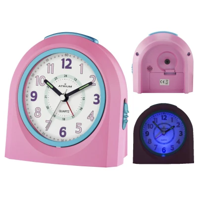 Abbildung von Atrium Kinderwecker lautlos ohne Ticken Lernuhr rosa blau