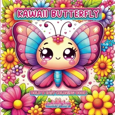 Abbildung von Bold &amp; Easy Kawaii Butterfly Coloring book: 40 Large Print Simple and Cute Designs for Kids, Teens Adults Relaxation (Bold Books)