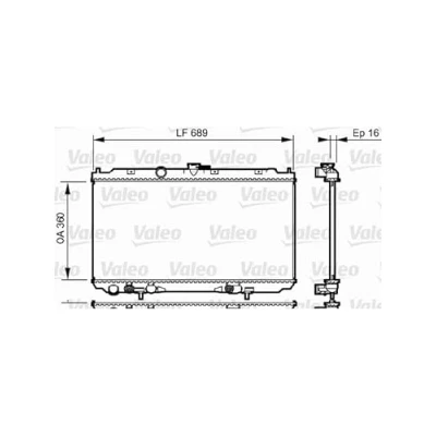 Abbildung von VALEO 734706 Kühler, Motorkühlung Aluminium 360 698 16 ohne Kühlmittelregler Kühlrippen gelötet NISSAN: Primera Kombi, Limousine