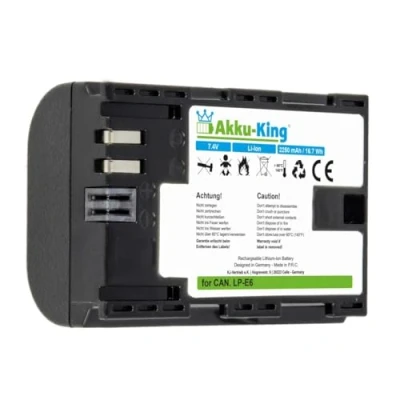 Abbildung von Akku King kompatibel mit Canon LP E6 Li Ion 2250mAh für EOS 5D Mark II, III, IV, 5DS, 5DS R, 6D, 7D, 7D 60D, 60Da