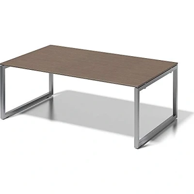 Abbildung von BISLEY Cito Chefarbeitsplatz/Konferenztisch, 740 mm höhenfixes O Gestell, Metall, Wn355 Dekor Nußbaum, Gestell Silber, 120 x 200 85 cm