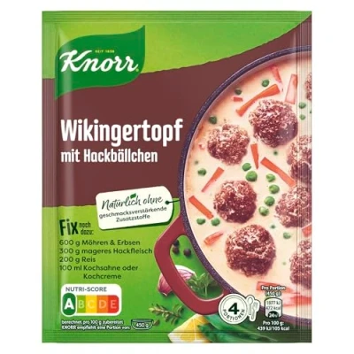Abbildung von Knorr Fix Würzmischung Wikingertopf mit Hackbällchen für ein leckeres Gericht Hackfleisch ohne geschmacksverstärkende Zusatzstoffe 30 g 1 Stück