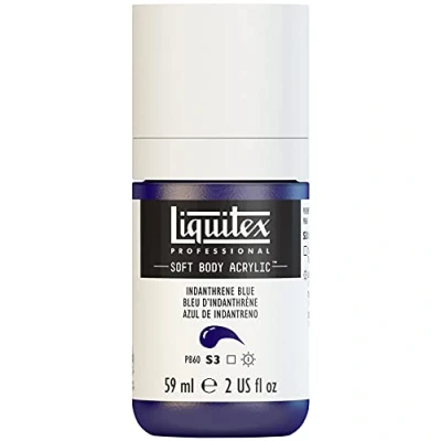 Abbildung von Liquitex 1959322 Professional Acrylfarbe Soft Body Künstlerfarbe in cremiger deckender Konsistenz, hohe Pigmentierung, lichtecht &amp; alterungsbeständig, 59ml Flasche Indanthrene Blau