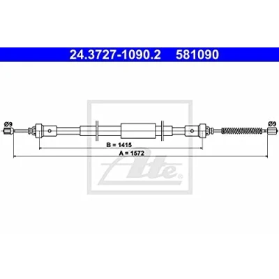 Abbildung von ATE 24.3727 1090.2 Handbremsseil 1572 RENAULT: Clio 3, Modus / Grand Modus, III Grandtour