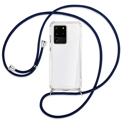 Abbildung von mtb more energy® Handykette kompatibel mit Samsung Galaxy S20 Ultra (SM G988, 6.9&#039;&#039;) dunkelblau Smartphone Hülle zum Umhängen Anti Shock Strong TPU Case