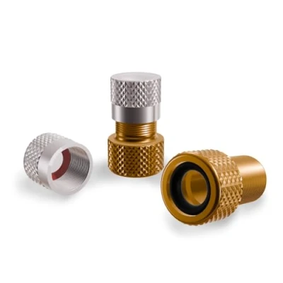 Abbildung von Shredr. Presta Ventil Adapter Set französisches auf Auto hochwertiges Aluminium (Gold)