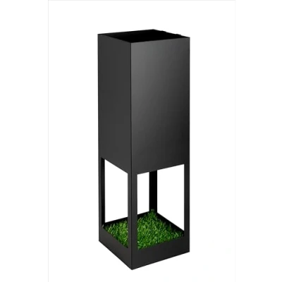 Abbildung von Neustein Schirmständer mit modernem Design aus Metall für Heim und Büro, Rasen Design, 2 Haken, Kunstrasen Abtropfmatte herausnehmbar, 15,5x15,5x49cm, schwarz, quadratisch, Regenschirmständer