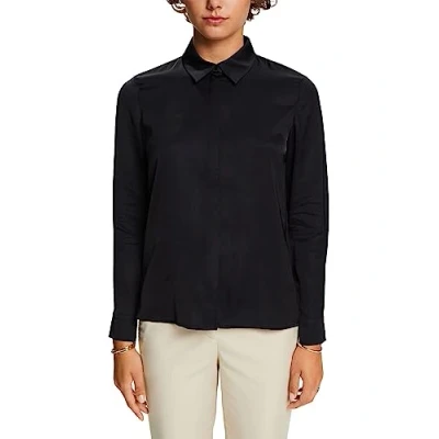 Abbildung von Esprit Viscose Sateen Blouse Hemdbluse, Damen, Größe: 32, Black