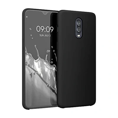 Abbildung von kwmobile Hülle kompatibel mit OnePlus 6T Silikon Handy Case Handyhülle weiche Oberfläche kabelloses Laden Schwarz