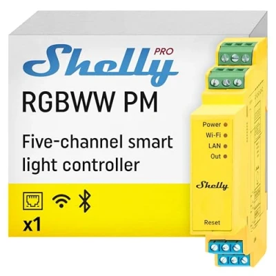 Abbildung von Shelly · Hutschiene·Pro RGBWW PM· LED Lichtcontroller· Messfunktion· WLAN· LAN· (Shelly_Pro_RGBWW_PM)
