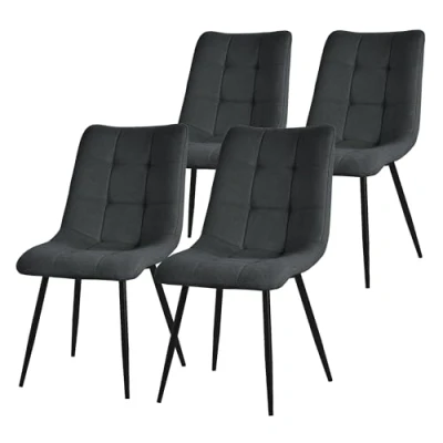 Abbildung von ML Design Esszimmerstühle 4er Set Anthrazit, Wohnzimmerstühle mit Stoffbezug, Schwarze Metallbeine, Küchenstühle Rückenlehne, Polsterstühle für Esszimmer Wohnzimmer Küche Büro, Gepolsterte Sessel