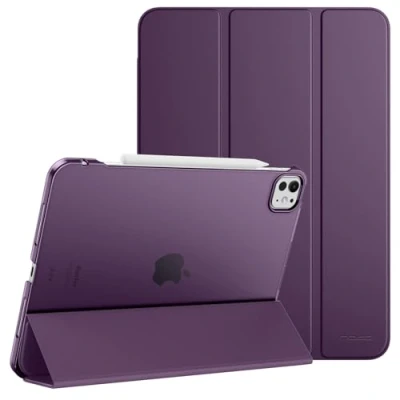 Abbildung von MoKo Hülle für iPad Pro 11 Zoll M4 2024 (5. Gen), Ultradünne Standhülle mit Transluzent Hart PC Rückseite 11&#039;&#039; (A2836/A2837/A3006), Unterstützt Apple Pencil Pro, Tiefes Lila