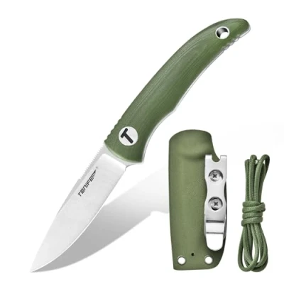 Abbildung von TONIFE Nova Neck Knife mit Scheide Lanyard und Clip, 68mm Feststehendes Klinge Kleine Hals Messer für Outdoor Edc (Grün+Satin)