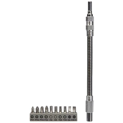Abbildung von BOSCH Bit Set 11 teilig mit flexibler Verlängerung aus Metall 200 mm