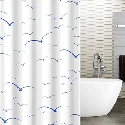 Abbildung von Tatkraft Seagulls Duschvorhang 180X180cm Wasserabweisendes Textil Polyester 12 Vorhangringe