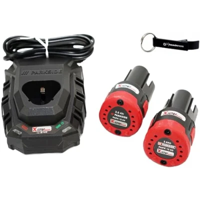 Abbildung von Parkside 12V / 2Ah Akkuset 2x Akku PAPK 12 A4 2 Ah + 1x Ladegerät PLGK A3 Set (12 V)