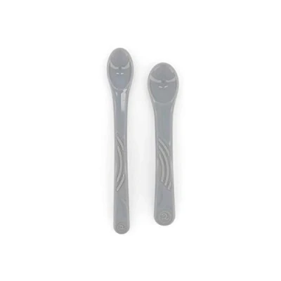Abbildung von Twistshake Baby Löffel 2er Pack Länger und Kürzer Plastik Spülmaschinenfest ab 4 Monaten, Pastel Grey, Grau 78194