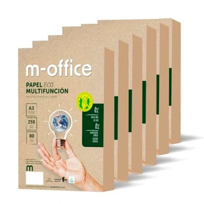 Abbildung von Recyclingpapier, DIN A3, 80 g, Papier für Kopierer und Drucker, 6 Packungen mit 250 Blatt 100% m office (1500 Blatt)