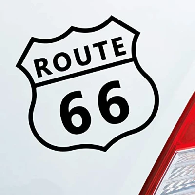 Abbildung von Hellweg Druckerei Route 66 USA Bike Harley Motorrad Auto Aufkleber Sticker Heckscheibenaufkleber