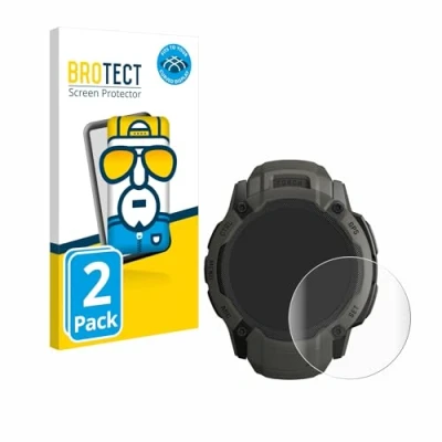 Abbildung von BROTECT 2 Stück Full Cover Schutzfolie für Garmin Instinct 2X Solar Screen Displayschutz Folie [3D Curved, Anti Fingerprint, Kristall Klar]