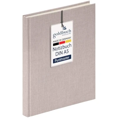Abbildung von goldbuch 64 0103 Leinen Notizbuch Summertime Note A5, Bullet Journal mit 200 Seiten dotted creme Papier 100g/m², säurefrei &amp; tintenecht, Hardcover Notizheft Lesezeichen Fadenheftung, Beige