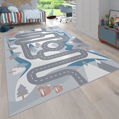 Abbildung von Paco Home Kinderteppich Teppich Kinderzimmer Spielteppich Junge Mädchen Modern rutschfest, Grösse:120x160 cm, Farbe:Creme