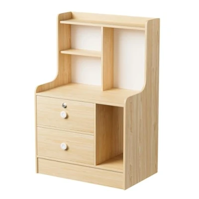 Abbildung von RFEGJVII Nachttisch mit Schrank, Schlafzimmer Nachttisch, Beistelltisch 2 Schubladen und Öffnungsablagen, Couchtisch aus Holz, für Wohnzimmer, moderner Bücherregal W