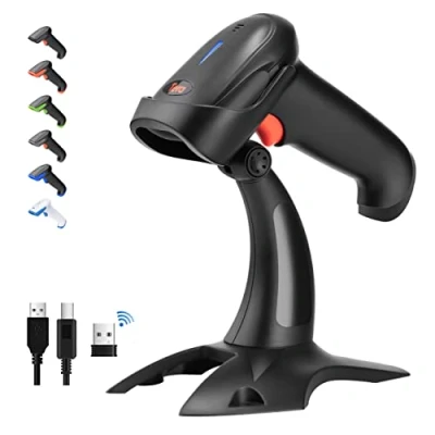 Abbildung von Tera Pro kabelloser 2D Barcode Scanner, Bluetooth, QR Code Leser mit Ständer, 2.200 mAh, schnelles und präzises Scannen, HW0002