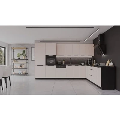 Abbildung von Küchen Preisbombe Winkelküche ARONA 350x290 cm Küchenzeile Küchenblock Küche Kaschmir beige Schwarz