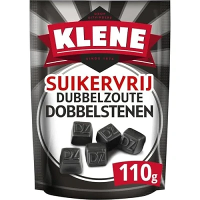 Abbildung von KLENE Suikervrij Dubbelzoute Dobbelstenen I Zuckerfrei Lakritz Doppelt gesalzene Würfel 110g