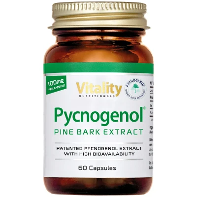 Abbildung von Pycnogenol für eine gute Durchblutung und gesunde Gefäße. Hochdosiert mit dem original Pinienrindenextrakt bei Vitaminexpress
