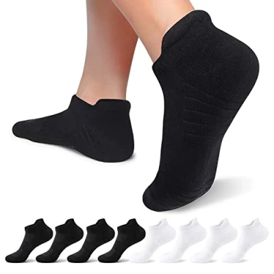 Abbildung von Falechay Sneakersocken Damen Herren Socken Kurze Halbsocken baumwolle 8 Paar Atmungsaktive Laufsocken,Schwarz Weiß 39 42