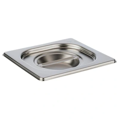 Abbildung von APS 81695 GN 1/6 Deckel ohne Löffelaussparung, rostfreier Edelstahl, Abmessungen 176 x 162 mm/Höhe 30 mm