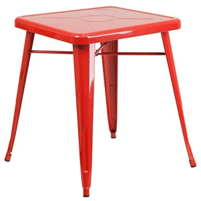 Abbildung von Flash Furniture Prince Commercial Grade 60,3 cm quadratischer roter Metalltisch für drinnen und draußen